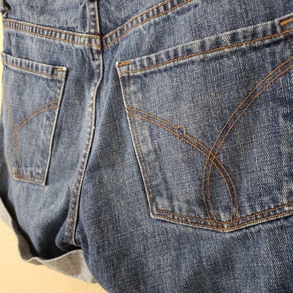 Calvin Klein Blue Jean Shorts With Rolled Hem - Picture 13 of 13